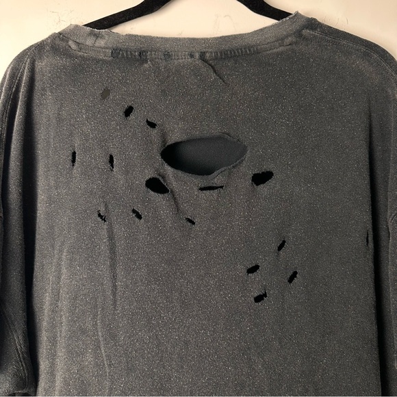 We the Free-Free People (M) Faded Black Oversized Distressed ShortSleeve T-Shirt - Picture 9 of 9